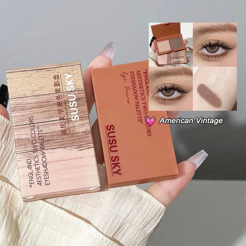 Two Color Eyeshadow Palette Korean Professionals Big Eyes Pearlescent Matte Shiny Eye Shadow Pallet Makeup Pigment Powder