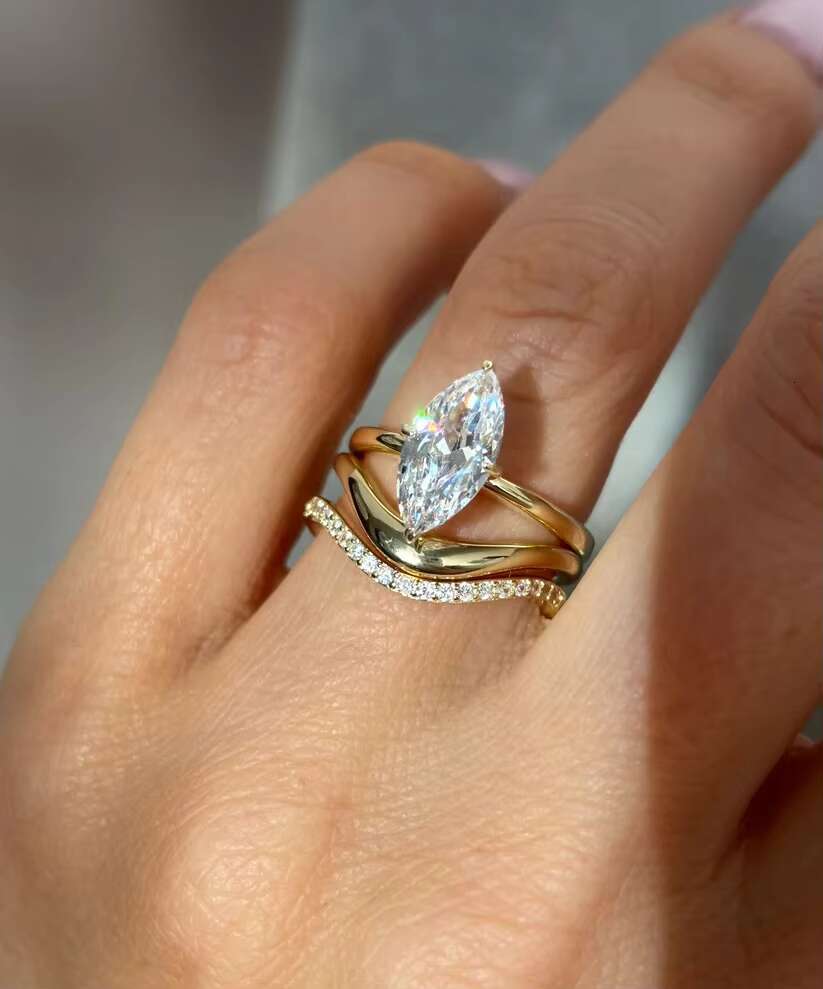 Marquise Cut Rings 925 Sterling Silver Engagement Rings for Women VVS Moissanite Wedding Promise Rings