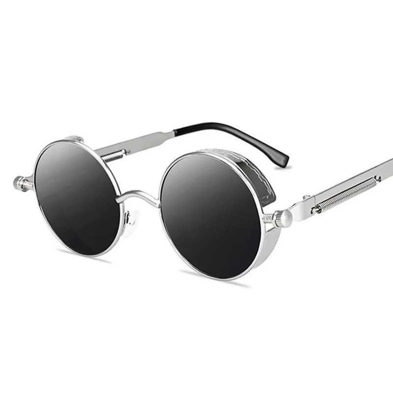 Brand Round Sunglasses Man Woman Gothic Steampunk Sun Glasses Male Female Metal Retro Designer Mirror Vintage Sunglasses Z250614