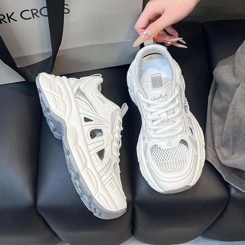 Ddmysports Thick Soled Super Popular Hollow Soft Dad Shoes New Summer Breathable Mesh Versatile Casual Sneakers For Women Outdoor Shoes