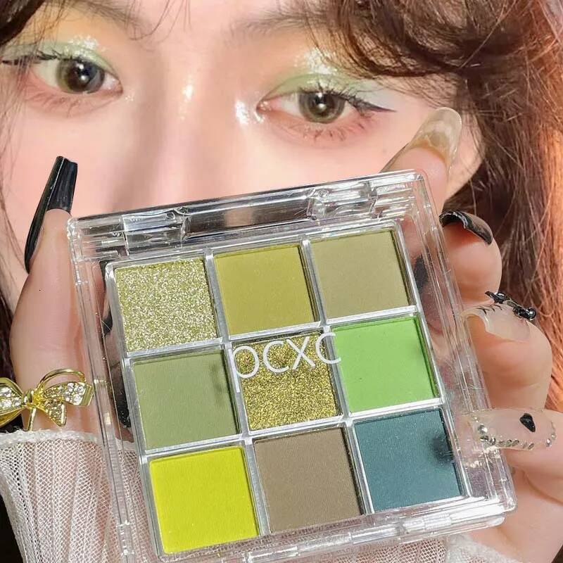 9 Colors Glitter Grassy Green Eyeshadow Dream Girl Pearly Eye Shadow Waterproof Pigment Contour MakeUp Palette Cosmetics
