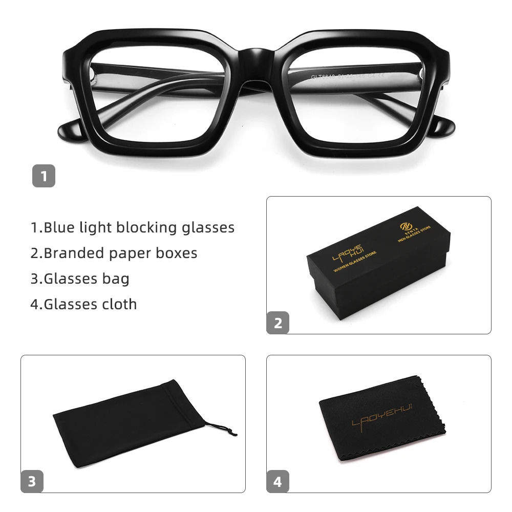 Handmade Acetate Sunglasses Eyeglasses Frame Women for Men Square Thick Acetate Frame UV400 Driving Sun Glasses Optics Eyewear 250610