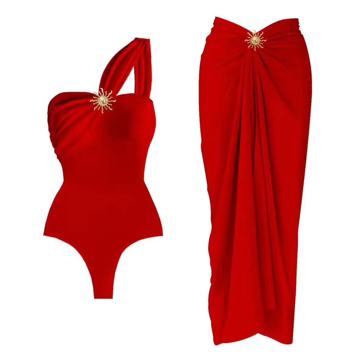 Womens Sexy Solid Color OnePiece Swimsuit with Mesh Skirt Sunflower n Beach Bikini Set Monokini Female Swimwear 250612