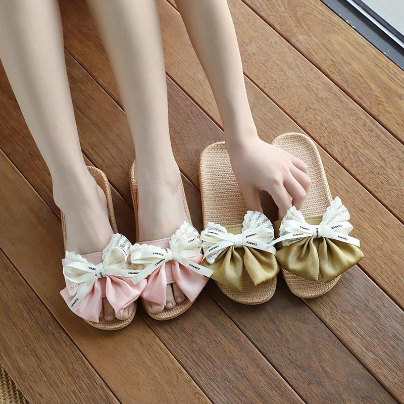 Four season linen slippers for women, silent indoor cotton and linen shoes for women, silent outdoor home designer sandals