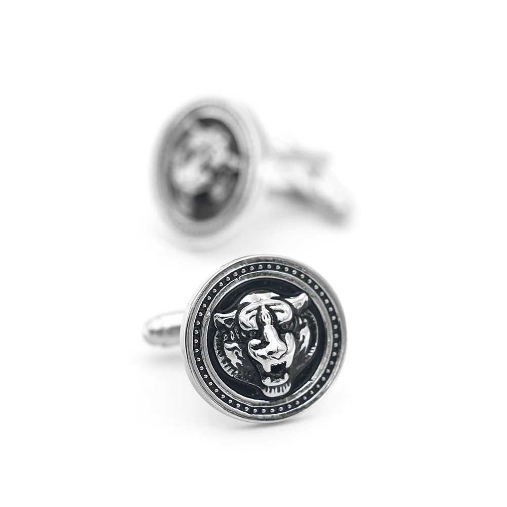Mens Tiger Cufflinks Vintage Black Color Classic Animal Design Quality Copper Cufflinks Wholesale Retail XJ250614