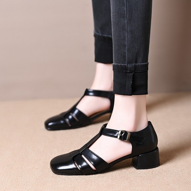 Ladies Minimalist TStrap Heels Premium Synthetic Material Daily Wear Closed Toe Sandals 250605