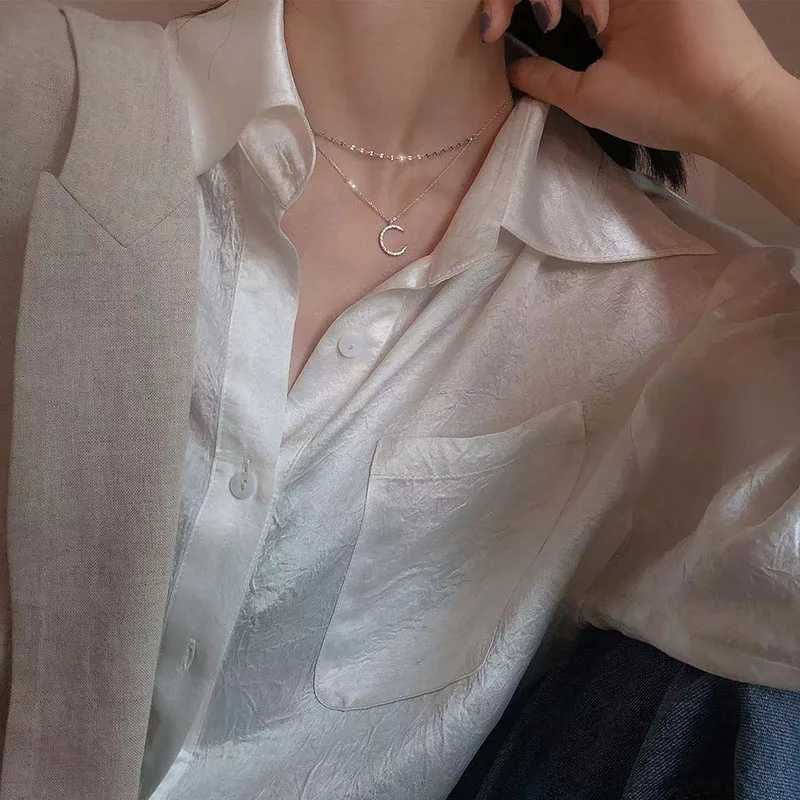 Hot Sale 925 Sterling Silver Star Double Layer Necklace Charm Moon Pendant Choker For Women Birthday Gift Beautiful Accessories Z250614