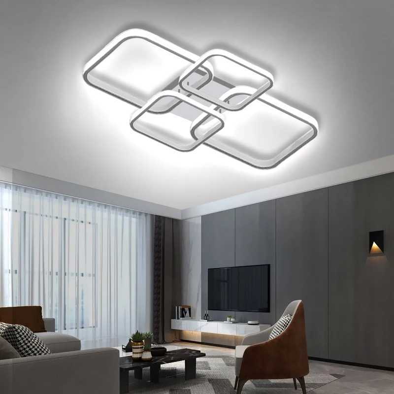 Modern LED Ceiling Lights Square 4 Heads Black And White Decorative Lamps For Bedroom Living Room Study Dining Room Home FixtureXJ2500613