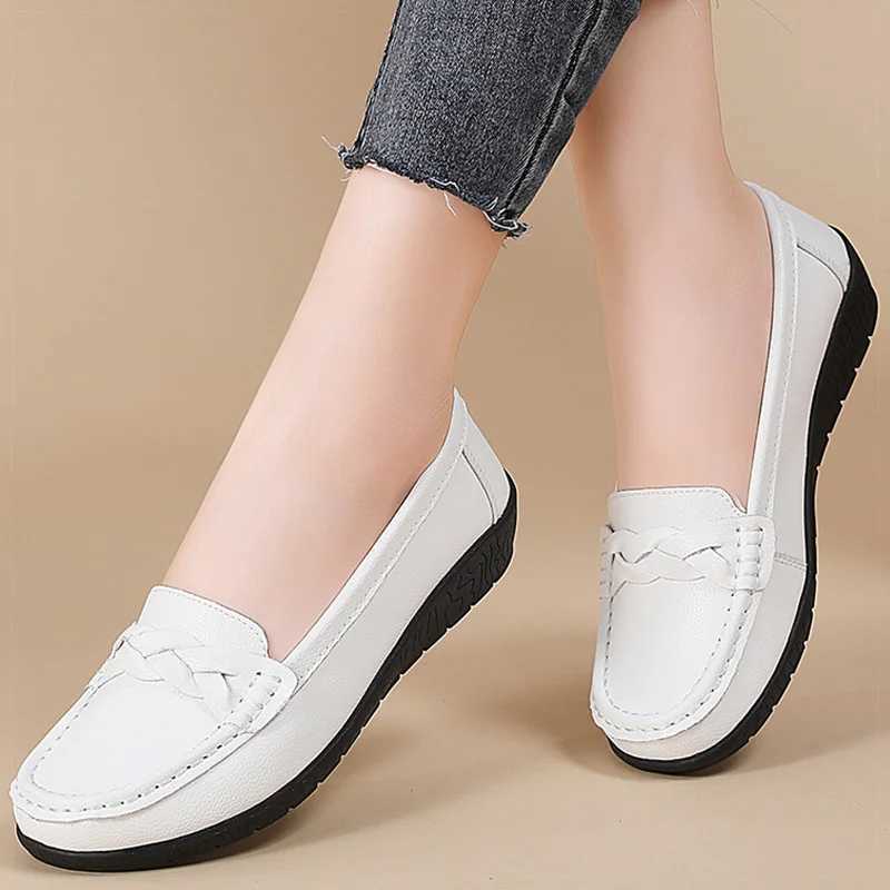 Shoes Women 2025 New Loafers Slip Flats Leather Shoes Woman Comfortable Flat Shoes Women White Zapatos Mujer Womens Footwear XJ250614