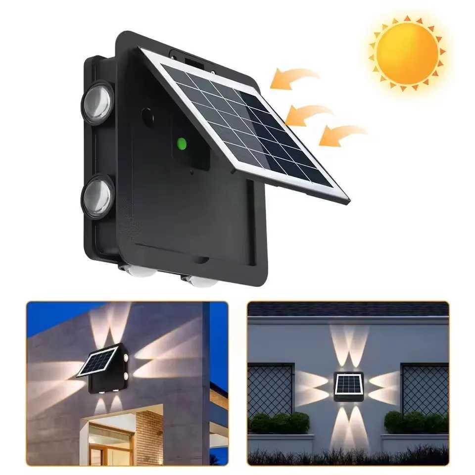 Outdoor Solar Wall Lights RGB White Waterproof Courtyard Solar Washer Wall Lamp For Balcony Yard Garden Landscape Decoration W250613