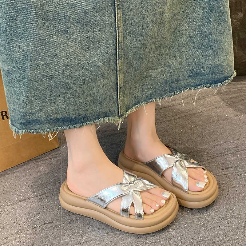 Ddmysports New Thick Soled Beach Sandals For Women Summer Outdoor Fashionable French Style High End One Strap Slippers To Match Dresses Outdoor Shoes