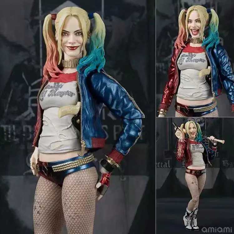 15CM Anime Harley Quinn Action Figure Sexy Real Silk Stockings Joker Figurine PVC Room Decoration Halloween Gift Toys XJ250614