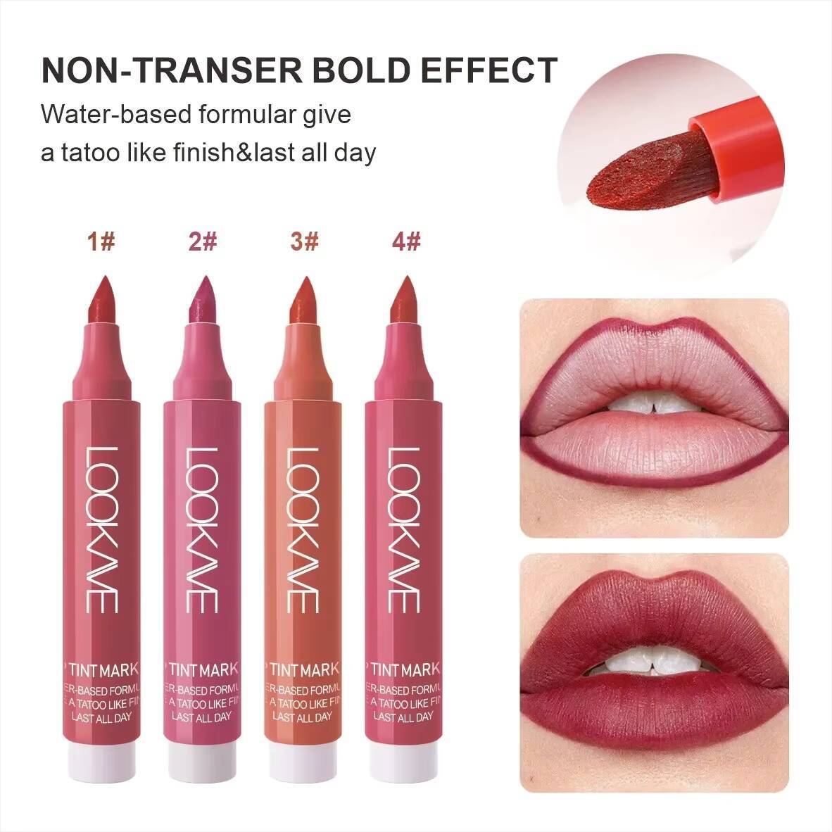 1Pc Sponge Head Liquid Liner Marker Long Lasting Lip Stain Quick Drying Smudge Proof Natural Lipstick Pen Matte Makeup Tool happy