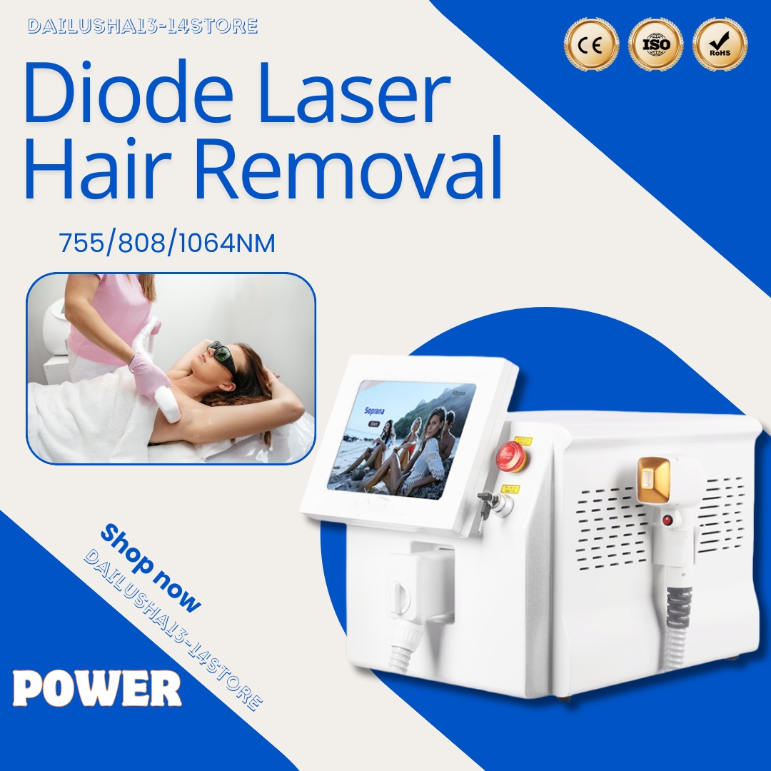 Professional Laser Diode 808 Diode Hair Removal Device High Power Professional 3 Wavelength 755 1064nm Diode Laser Epilator Machine