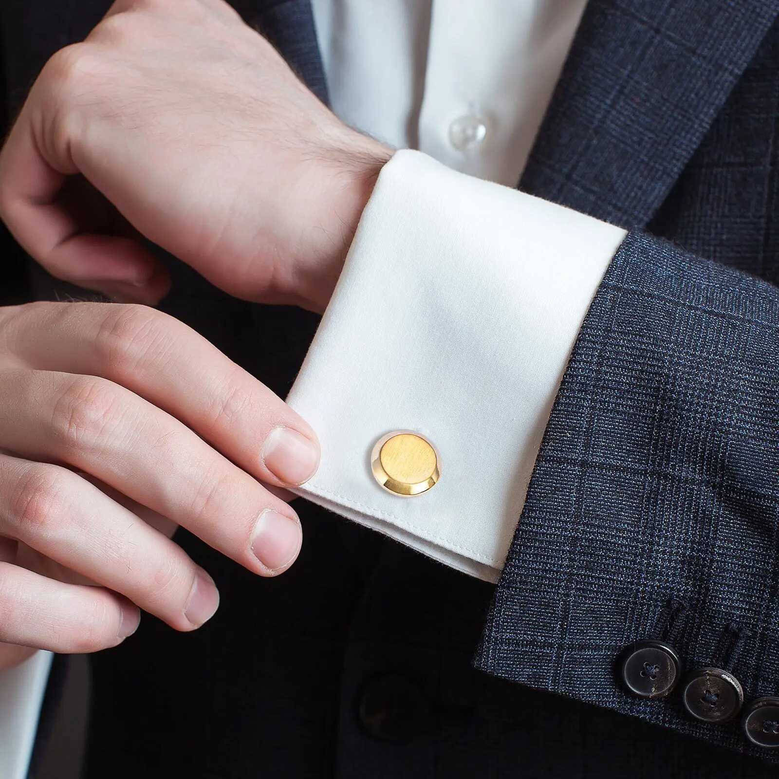 Vnox Classic Wedding Business Shirt Cufflinks for Men Bridal Silver Color Stainless Steel Round Cufflinks Gift for Dad XJ250614