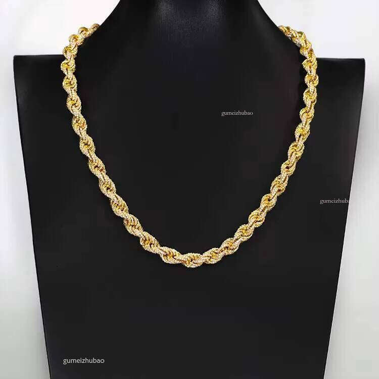 Hot Sale Hand Make VVS Moissanite Dia GRA Certificate 8mm Gold Plated Solid Sier Rope Cuban Link Chain