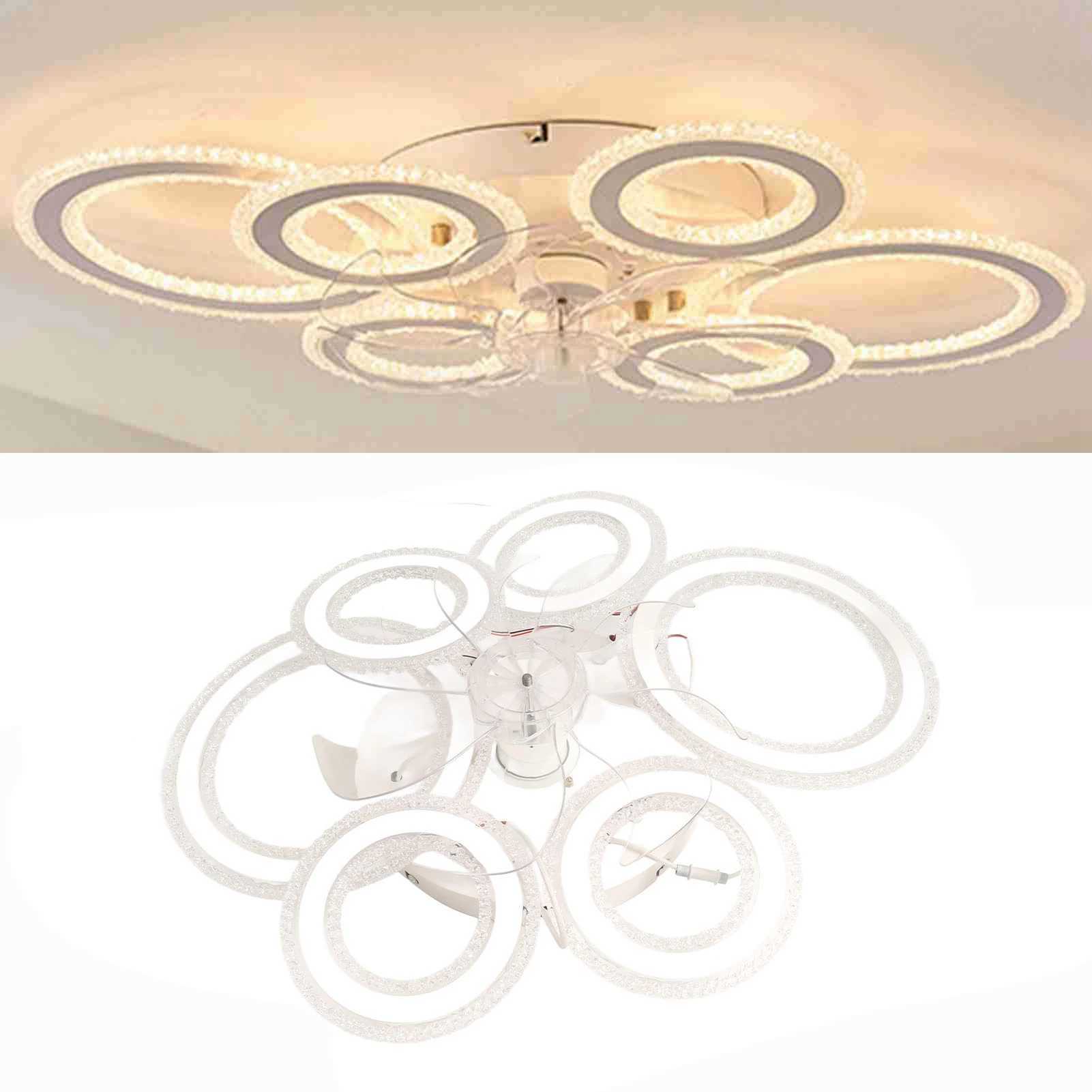 Fan Light LED Nordic Modern Ceiling Fan Lamp 6 Rings Ceiling Fan Light Easy To Install for Bedroom Living Room Dining Room XJ2500613