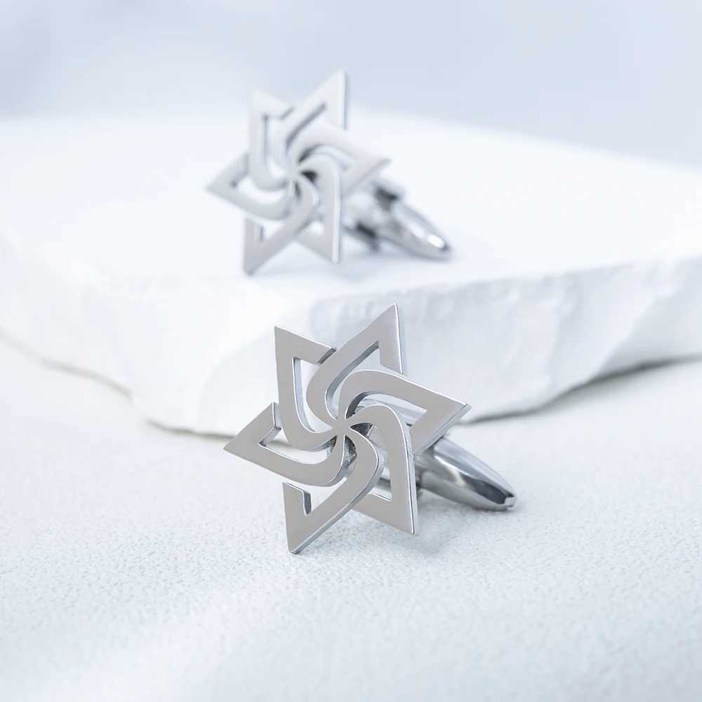 Fashion Spiral Star David Cufflinks Stainless Steel Mens Shirt Suit Cufflinks Retro Talisman Jewelry Groom Wedding Gift XJ250614