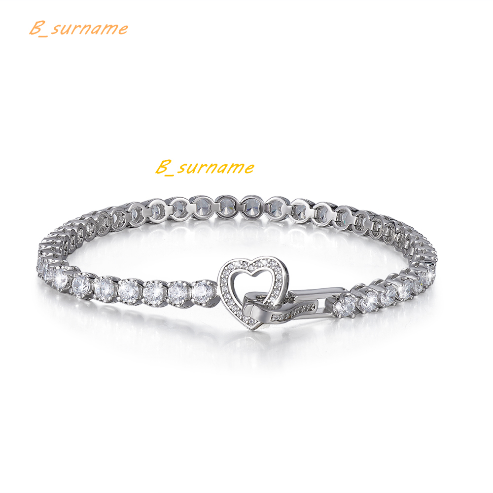 Shinny Moissanite Diamond Bracelet Jewelry Women Accessory S925 Sterling Silver Classic Heart Shaped Charm Bracelet Jewelry