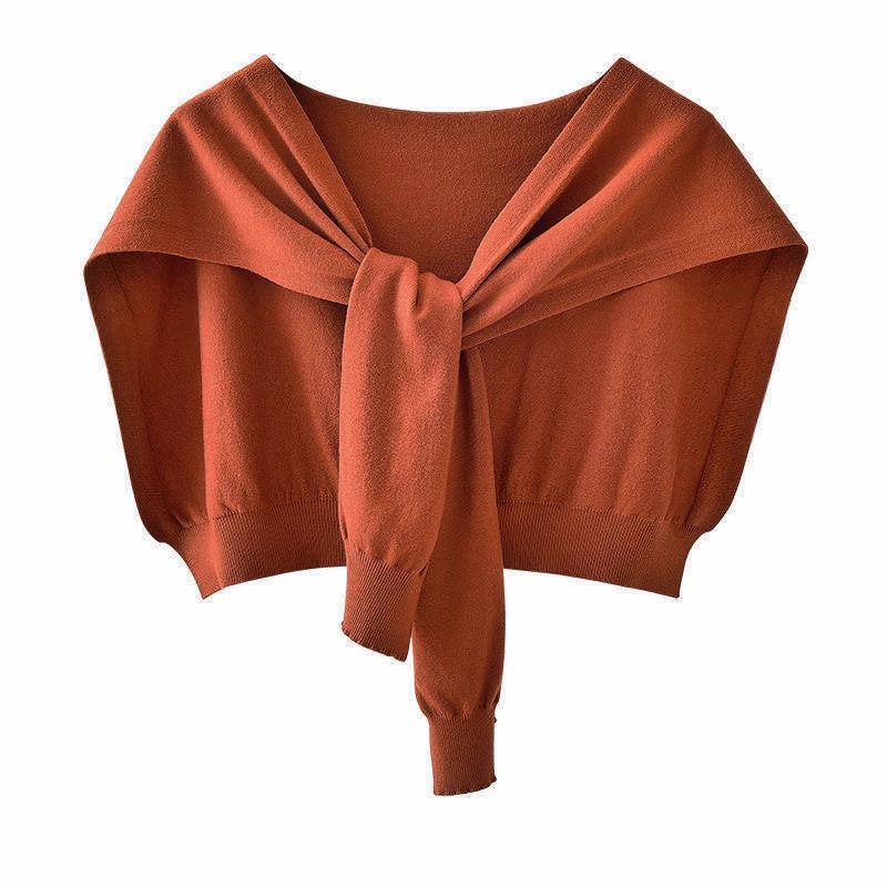 K1018 Practical small single item autumn and winter small shawl knitted ladies outer wear knotted waistcoat shoulder guard neck fashionable solid colo