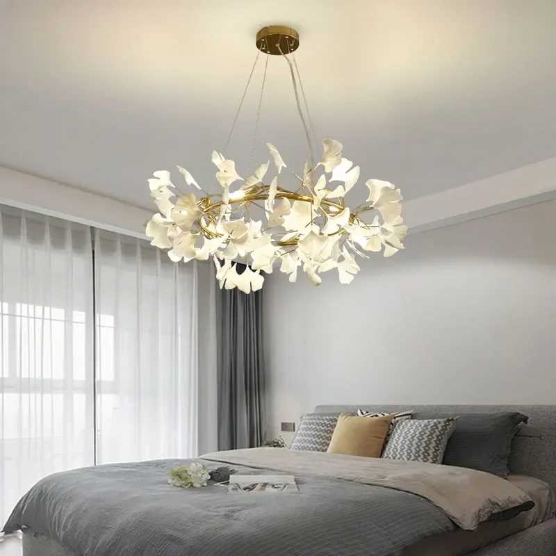 Creative Ginkgo Leaves Luxury Acrylic Chandelier Modern Living Room Lights Lustre Home decor G9 Bulb Dining Room Pendant Lamp XJ2500613