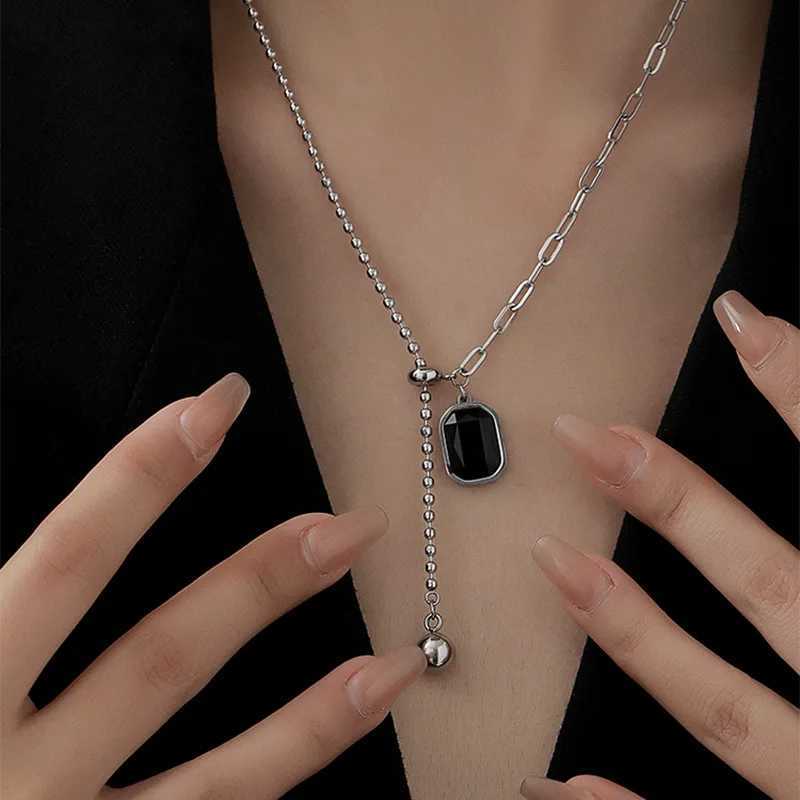 316L Stainless Steel Zircon Necklace For Women Designer Square Bead Pendant Necklaces Girls Body Jewelry Gift Z250614