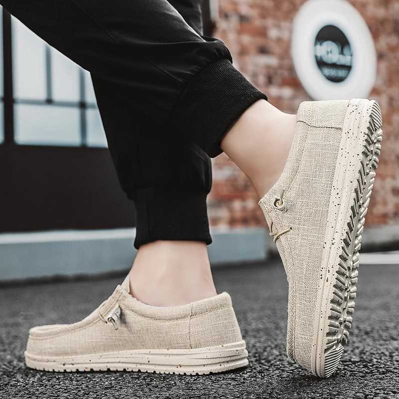 Men Shoes Casual Canvas Loafers Shoes Light Breathable Flats Leisure Male Vulcanized Shoes Walking Sneakers Plus Size 39-46 XJ250614