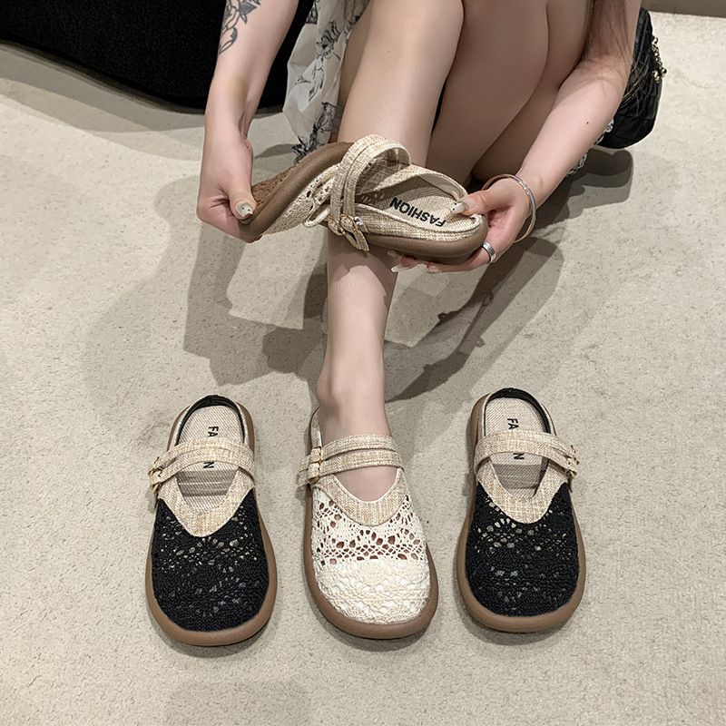 Ddmyoutdoor Ddmyoutdoor Flat Closed Toe Half Slippers For Women Summer New Style With Skirts Fisherman Slip On Maternity Sandals Single Shoes Outdoor 