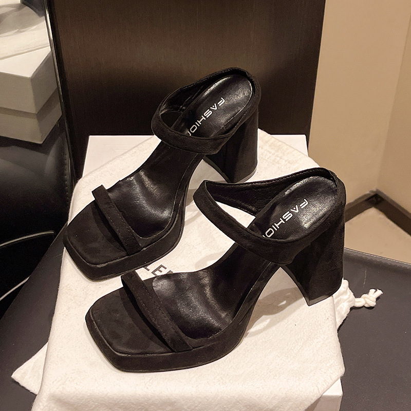 Ddmyoutdoor Platform Waterproof Thick Versatile Summer Fairy Style Open Sandals Square Toe Women S Shoes One Strap High Heel Slippers Outdoor Shoes