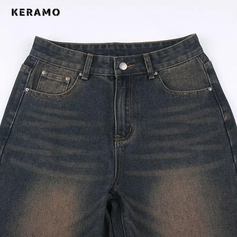 Aesthetic Street Style Harajuku Jeans Womens Casual Mop Full Length Pants Summer Vintage Y2K Punk Baggy Denim Trouser 250612