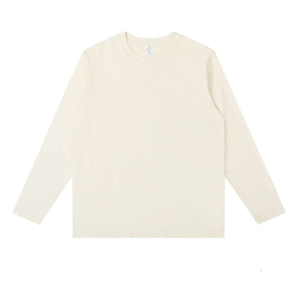 Khaki Base Shirt Long Sleeve Autumn Winter Combed Long-Staple Cotton T-Shirt Solid Color Versatile Fashion Casual Unisex Tee