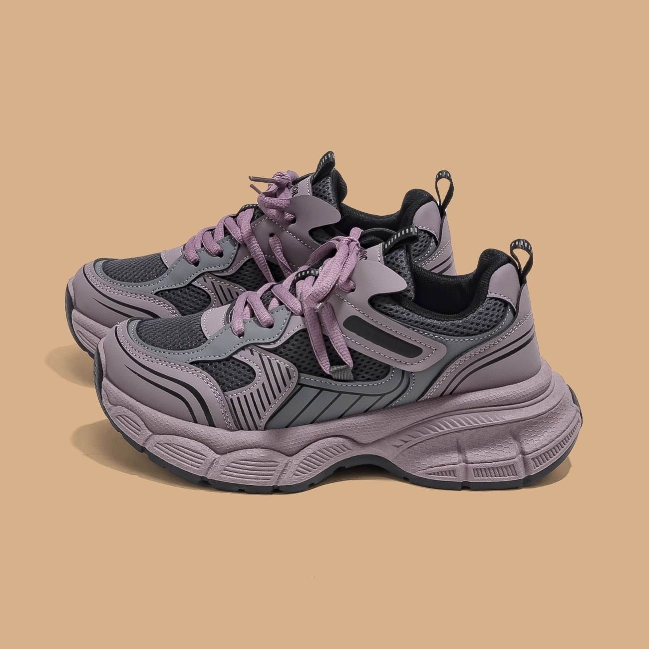 Ddmysports Korean Style Purple Dad For Women Autumn New Thick Sole Super Nice Shoes Versatile Casual Sneakers Outdoor Shoes