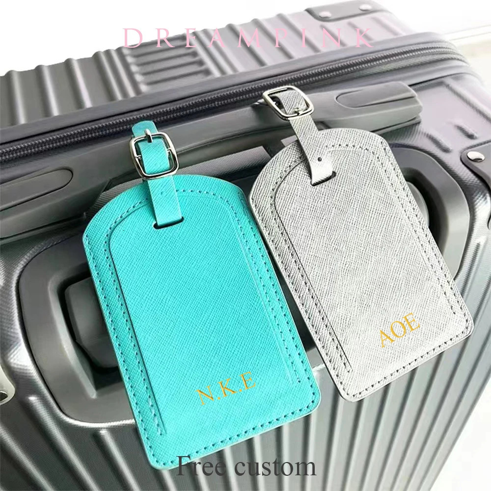 Custom Letters Saffiao PU Leather Luggage Tag Wholesale Personalize Initial Travel Accessories Women Men Suitcase Name Card Tag 250614