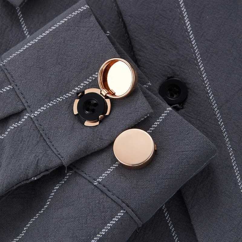 1 Pair Brass Round Cuff Button Cover Cufflinks for Wedding Formal Shirt Mens Formal Button Covers Imitation CufflinksXJ250614