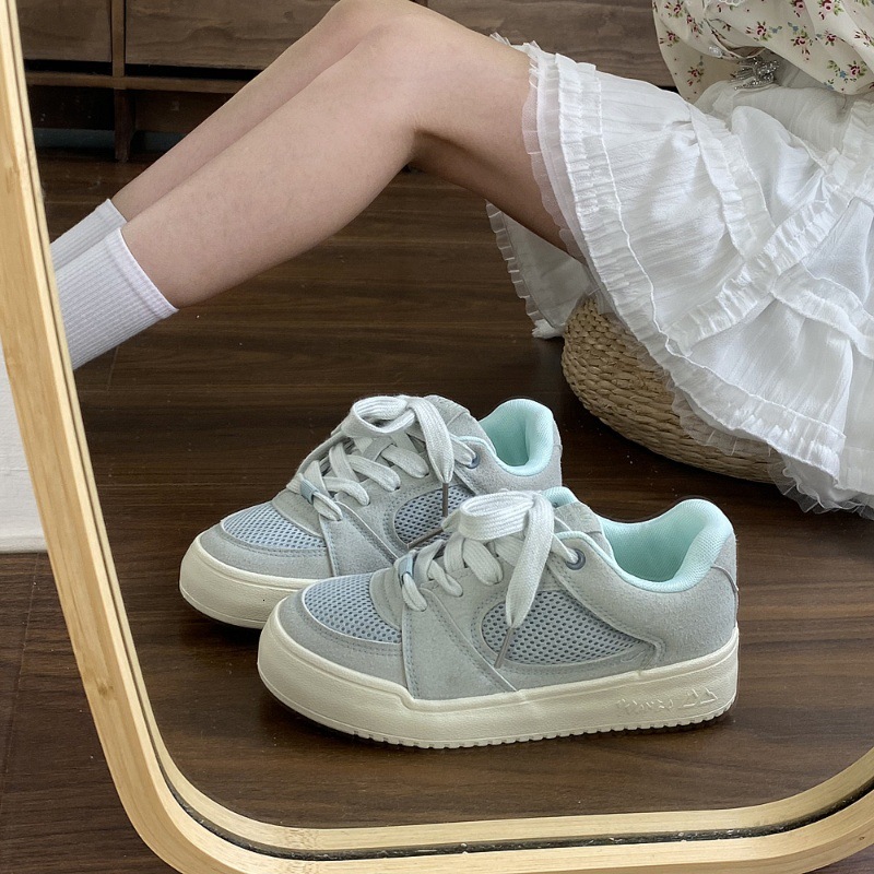 Ddmysports Niche Ice Blue Skate Shoes For Women Versatile Spring New Flat Sports Casual Loafers Outdoor Shoes
