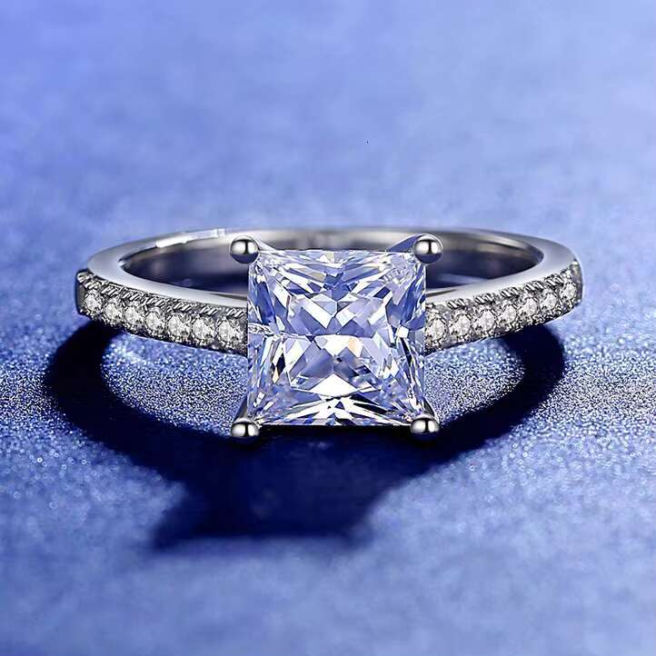 New Arrive Silver Jewelry Women Princess Cut 7*7mm Prong Setting Tarnish Free Real Silver Engagement Promise Rings