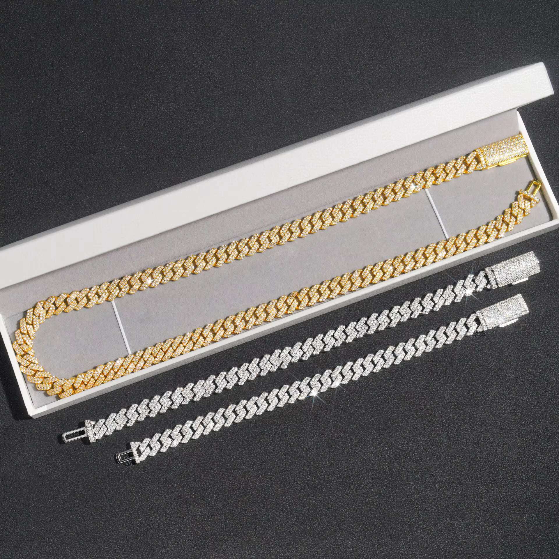Moissanite Hiphop Chain D Color Rhodium Plated Custom Chains Jewelry Making 925 Sterling Silver