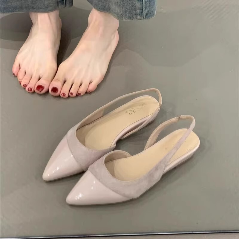 Ddmyoutdoor French Versatile Mules For Women Spring Summer New Elegant Pointed Toe Sandals Commuter Gentle Style Flat Shoes Outdoor Shoes