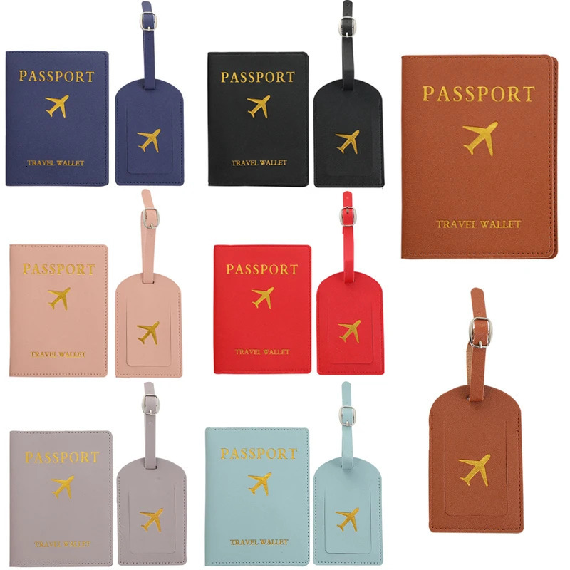 Passport Cover Pu Leather Holder Case Luggage Tags For Travel Baggage Label Suitcase travel accessoriesSet 250614
