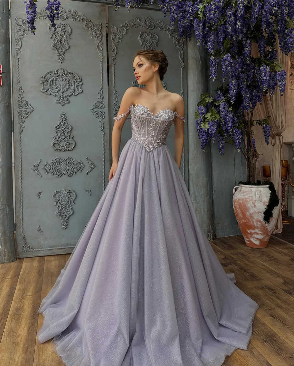 Light Purple Glamorous Mermaid Prom Dresses Designer Off The Shoulder Backless Shining Sequins Custom Made Plus Size Spakly Party Evening Dress Vestid