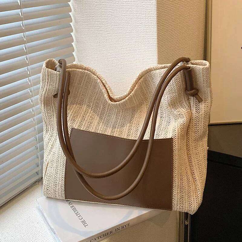 2023 Summer Grass Woven New Shopping Bag Large Capacity Handbag Versatile And Niche Design Women's One Shoulder Fashion