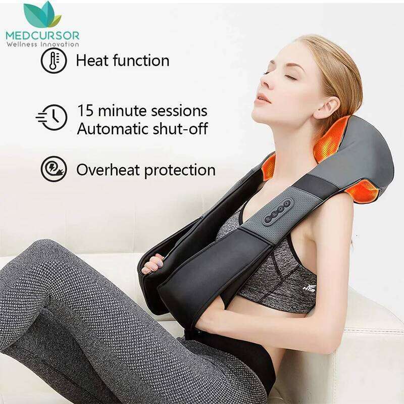 Shiatsu And Shoulder Heated Back Massager U Shape Deep Kneading Electric Massage Pillow For Neck Waist Leg Body