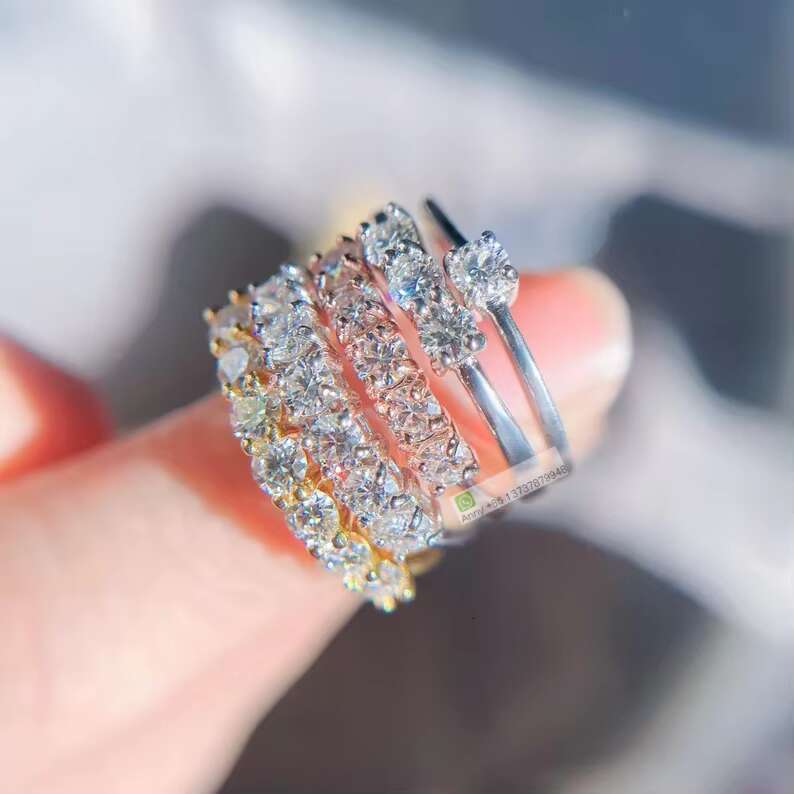 925 Sterling Silver Minimalist Clarity VVS1 Moissanite Eternity Ring Set Mens Classic Icy Mossanite Diamond Stacking Tennis Ring