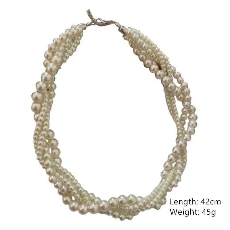 FYUAN Korean Style Twining Pearl Choker Necklaces for Women Geometric Necklaces Weddings Bride Jewelry Accessories Z250614