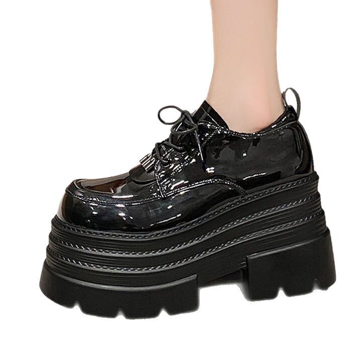 Ddmysports Platform Loafers For Women Spring New French Single Petite Versatile Height Increasing British Style Small Leather Shoes Outdoor Shoes