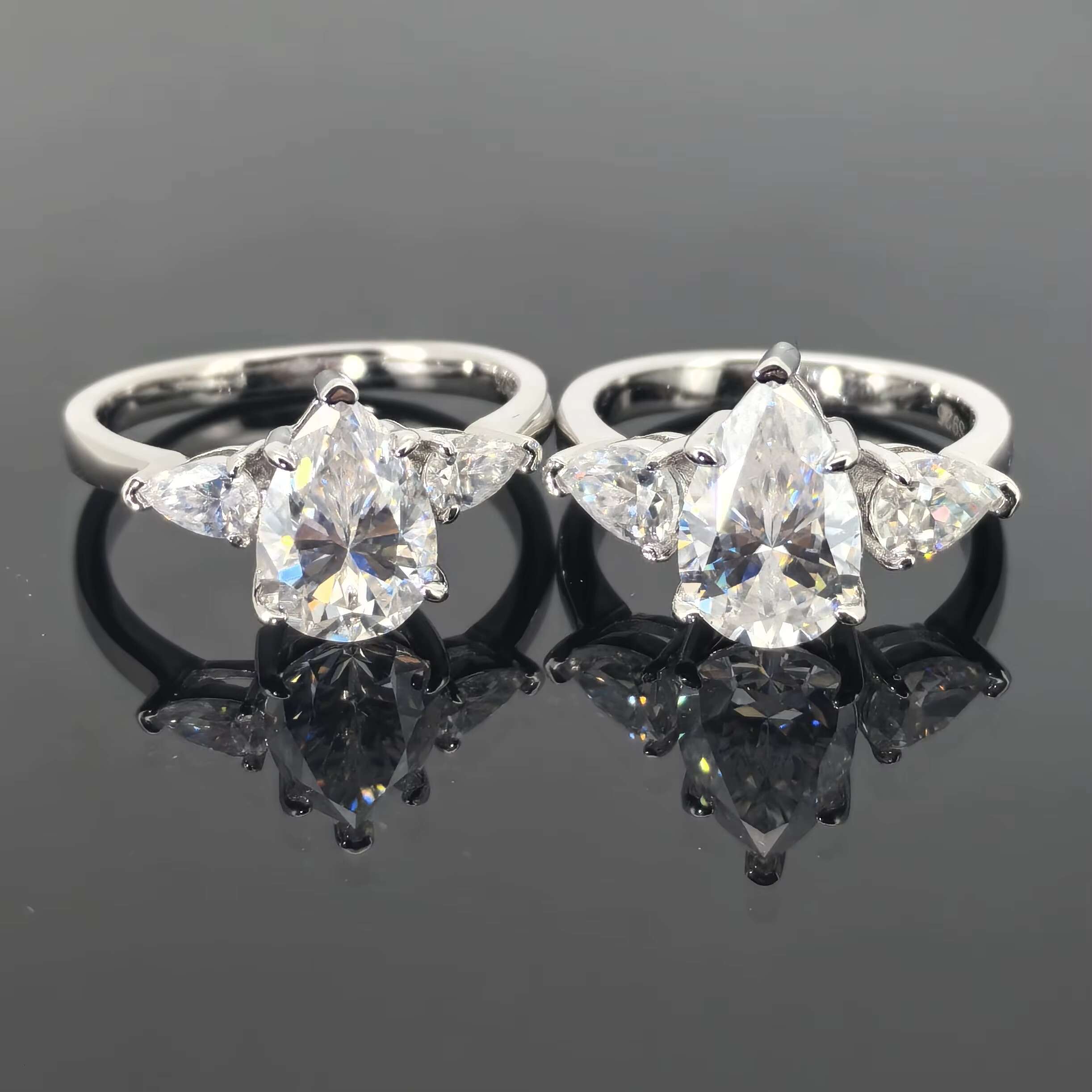 4ct Moissanite Bridal Wedding Jewelry 3ct S925 Sterling Silver VVS D Pear Moissanite Diamond Engagement Ring
