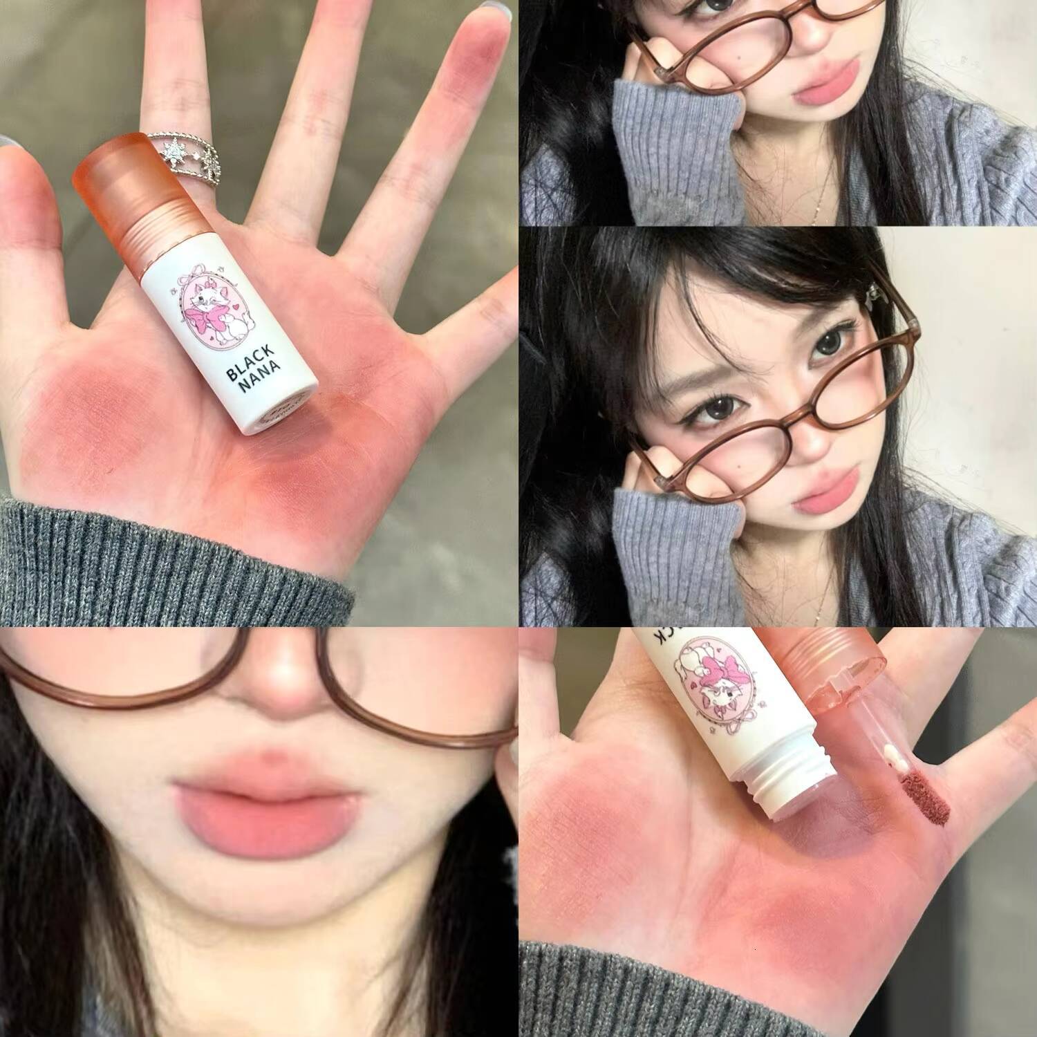 Mist Mud Matte Velvet Gloss Long-lasting Non-drying Nude Peach Lip Glaze Mousse Grey Pink Lipstick Korean Makeup happy