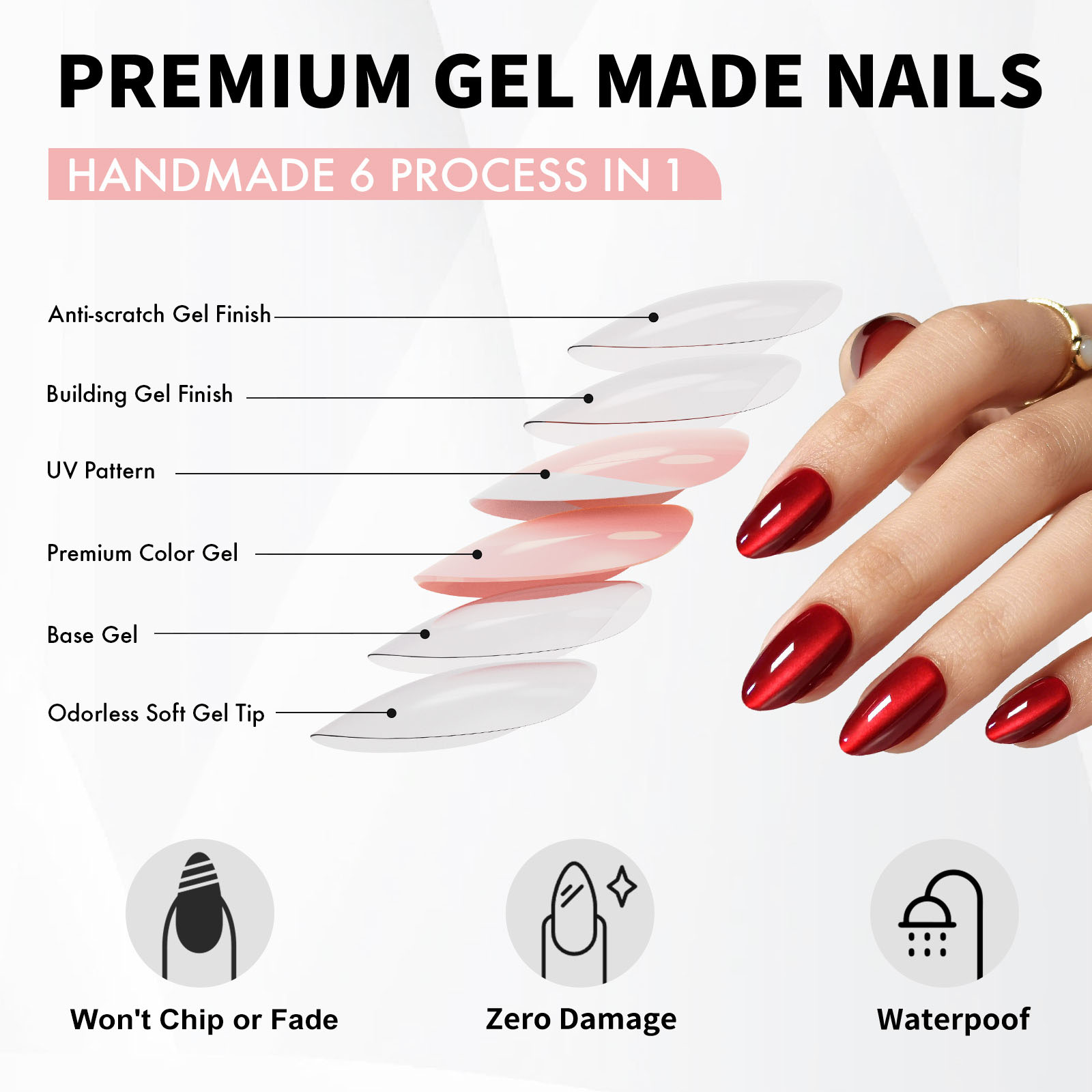 professional grade cat eye acrylic nails strong adhesive selfadhesive claw decorations available in small medium sizes