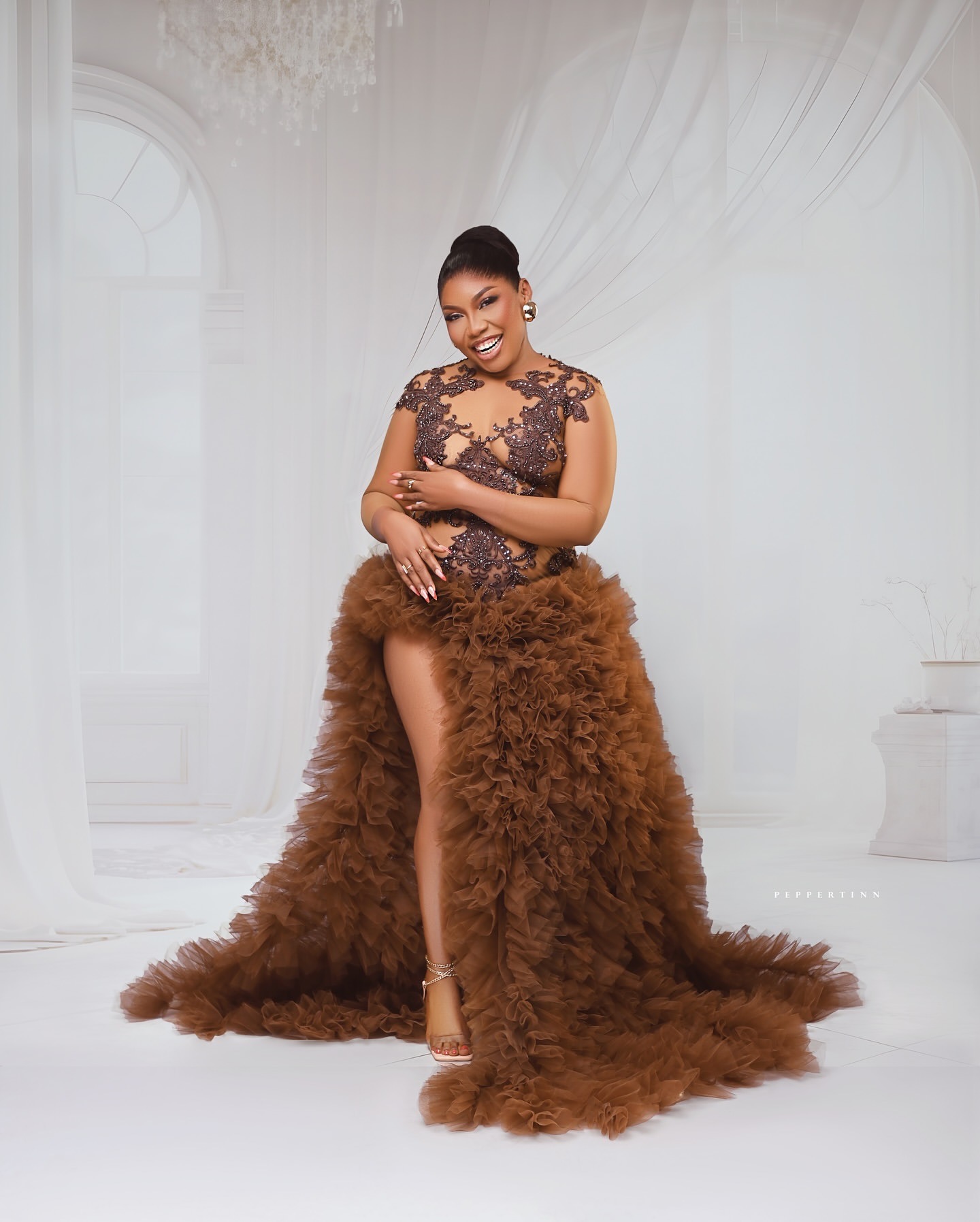 Chocolate A-line Prom Dresses 2025 Lace Beaded Tulle Tiers Evening Formal Party Second Birthday Engagement Gowns Plus Size Dress For Special Occasions