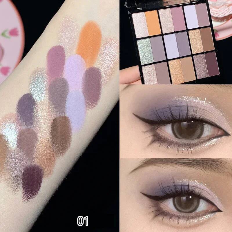 Korean Eyeshadow 18Colors Women Punk Smoky Black Eye Shadow Pink Purple Eyes Pigments Makeup Palette Cosmetics